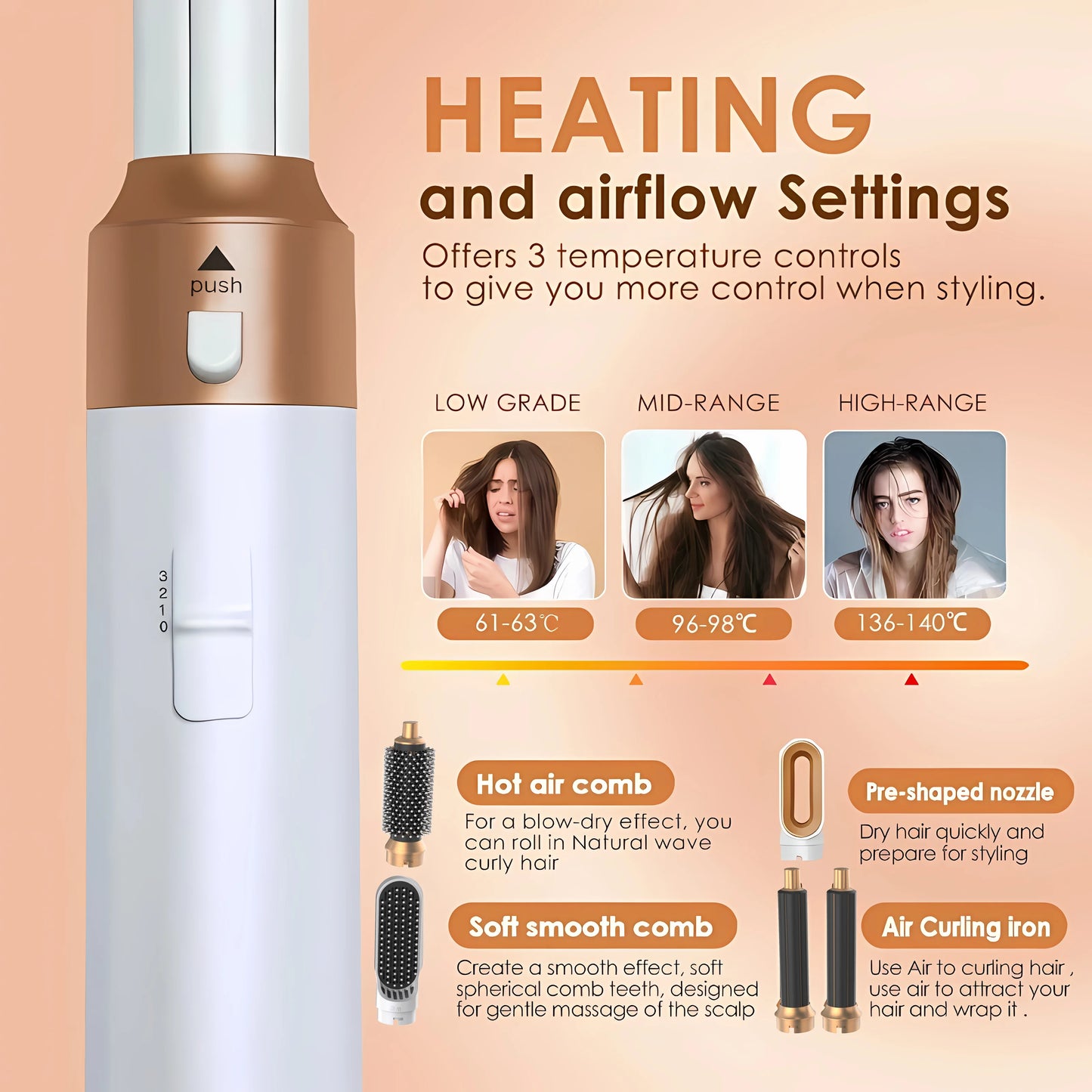 5 in 1  Low Noise Hair Styler